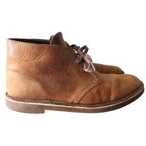 Clarks Brown Leather Chukka Boots Tan Chestnut Lace Up Round Toe Ankle Mens 11.5